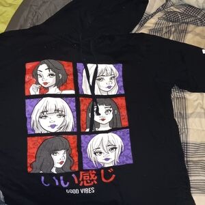 Black Hoodie with Anime Graphic